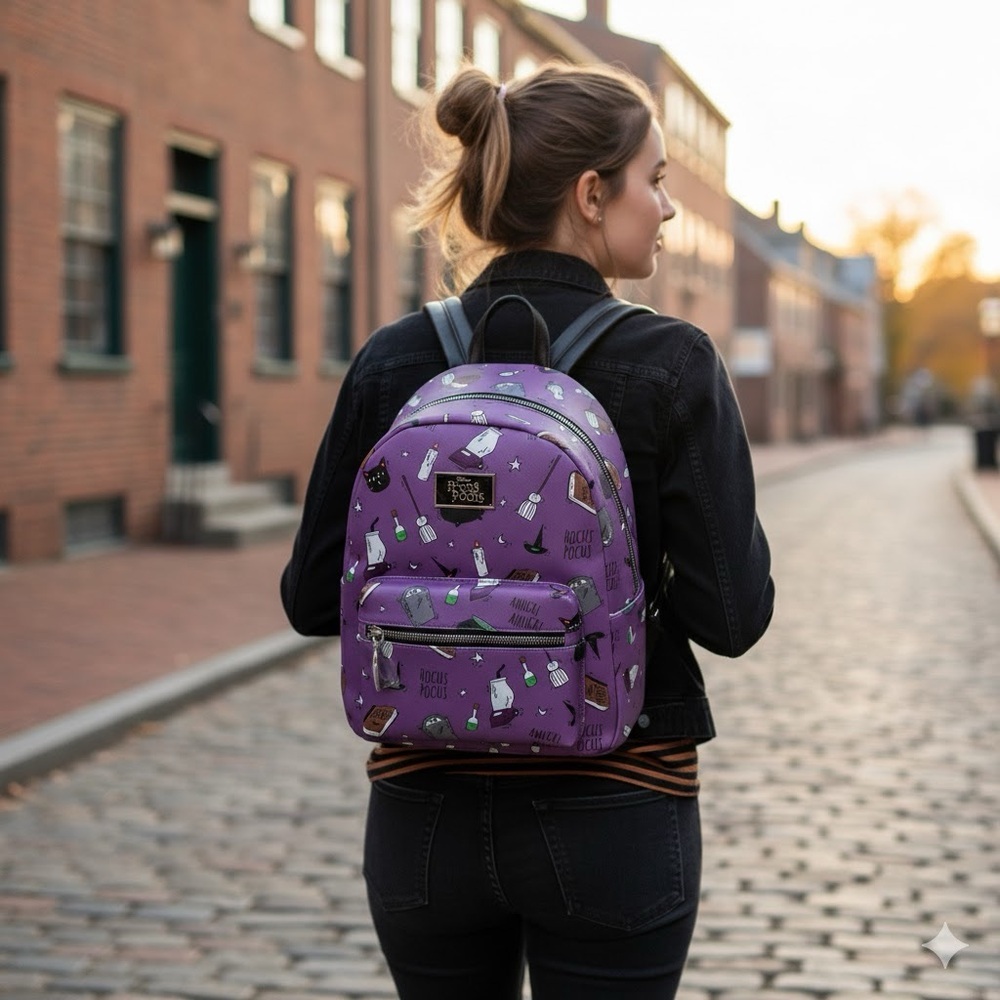 Disney Bioworld Purple Hocus Pocus Themed Backpack NWT - Picture 3 of 13